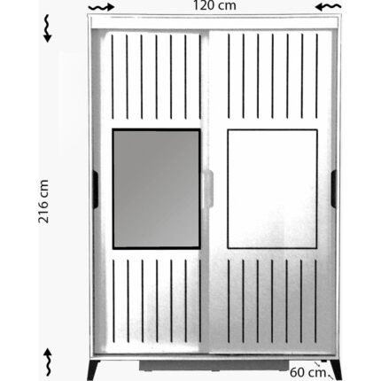 Pasific Home Huga Sürgülü 2 Kapaklı Aynalı Gardırop, Ceviz ,120 cm - Görsel 5