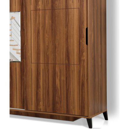 Pasific Home Huga Sürgülü 2 Kapaklı Aynalı Gardırop, Ceviz ,190 cm - Görsel 4