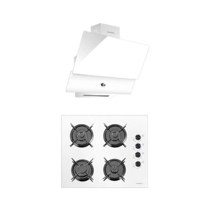 Luxell Süper Kristal Beyaz Ankastre 2 Li Set (OC88 Cam Ocak/ DA88 Davlumbaz Rotary Düğme)