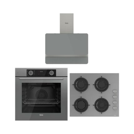 Ferre Fryart Gri Set (D082 Gri Davlumbaz -CS208 Gri Ocak- XE63CPR Fryart Gri Fırın)