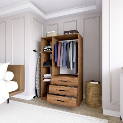 Midoser Easy Atlantik Çam 3 Kapılı 3 Çekmeceli Çok Amaçlı Elbise Dolabı - Görsel 4