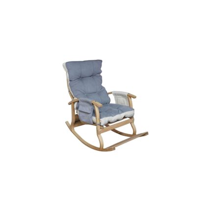 Özmob Relax Lüx Ahşap Çift Minderli Çift Cepli Sallanan Sandalye Krem/gri