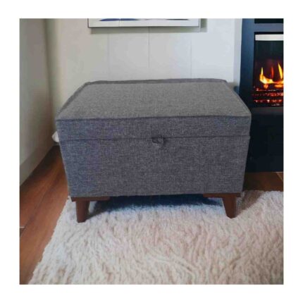 Mc Mobilya Sahra Peri Sandıklı Düz Keten Kumaş Sandıklıpuf Bench Puf Tabure Pistonlu 60X40 cm