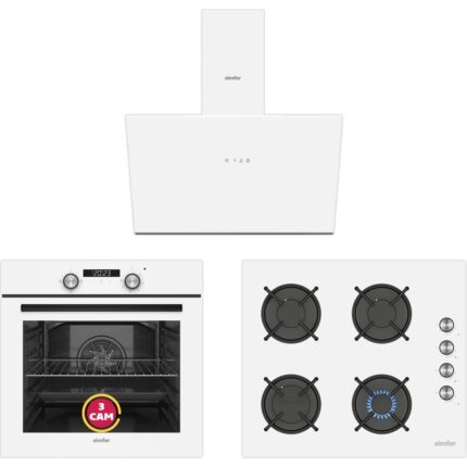 Simfer 4 Fonksiyon Trend Beyaz Power Turbo Dijital Ankastre Set (Fırın + Ocak + Davlumbaz)