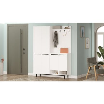 Robin Home Rita Portmanto Vestiyer Ayakkabılık Metal Ayaklı Beyaz - Görsel 3