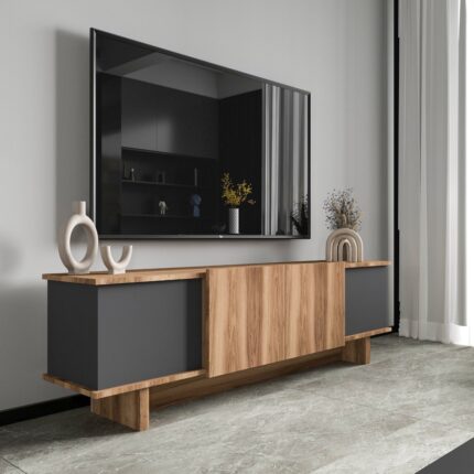 Alonex Home Diana 180 cm Tv Ünitesi , Ceviz- Antrasit Tv Ünitesi