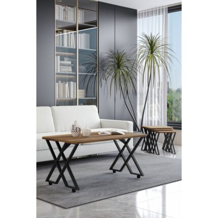 ED Efelez Design Milano Tekerlekli Orta Sehpa Siyah Metal - Barok Tabla - Görsel 2