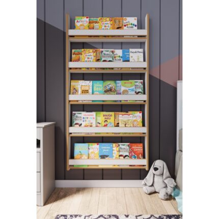 Zeo Wood Design Montessori 5 Raflı Mdf Çocuk Kitaplığı 154*80 cm - Görsel 2