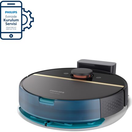 Philips XU7000/01 7000 Serisi HomeRun Aqua Islak Kuru Robot Süpürge, Sarj istasyonlu, Koyu Siyah ve Altın Sarısı, - Görsel 2