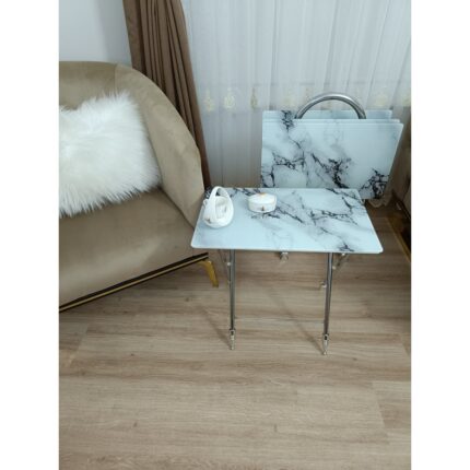 Evko Mobilya Çanta Zigon Sehpa, 4'lü Sehpa, Zigon Sehpa, Servis Sehpası, Camlı Sehpa, Krom Sehpa, Katlanır Sehpa - Görsel 5