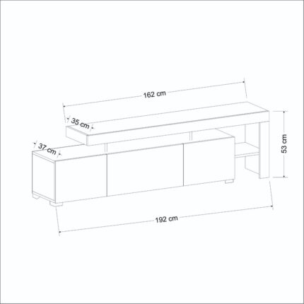 İnarch Dizayn Beliz Modern LED Işıklı 3 Kapaklı, Raflı TV Sehpası – 192 cm - Traverten - Görsel 5