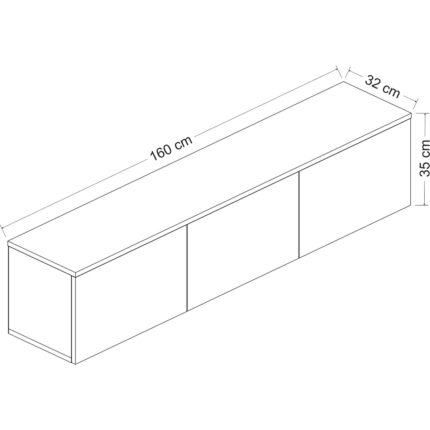 İnarch Dizayn Neon LED Işıklı Duvara Monte, 3 Kapaklı TV Sehpası – 160 cm - Modern Tasarım - Görsel 5