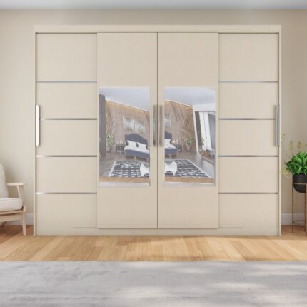 Yilwood Sürgülü Gardırop Dört Kapaklı 360/210 CM (KOTON VİZON) - Görsel 2