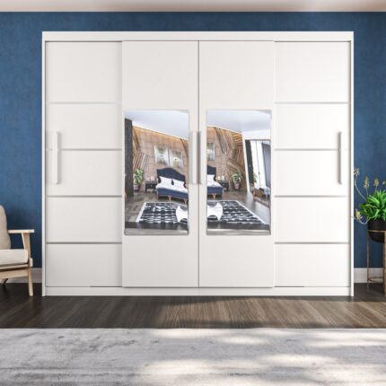 Yilwood Sürgülü Gardırop Dört Kapaklı Dolap 360*230 cm (PARLAK BEYAZ) - Görsel 3