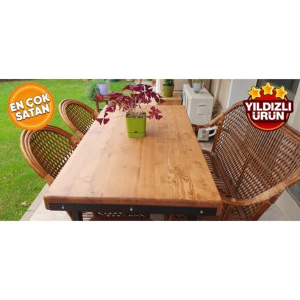 Deryawood Doğal Ahşap Yemek MASASI-80-160