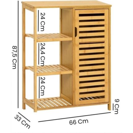 Digithome Bambu Masif 3 Raflı Tek Kapaklı Çok Amaçlı Düzenleyici organizer dolap DB-0005 - Görsel 5