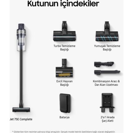 Samsung VS20B75ACR5/TR Jet 75E Şarjlı Dikey Süpürge, 200W Emiş Gücü, Dijital Invertör Motor - Görsel 3