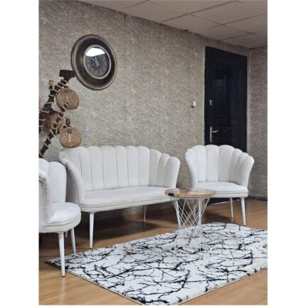 Zafir Papatya Çay Seti Koltuk Takımı Beyaz Boyalı Sivriltme Ayak, Balkon, Salon, Ofis, Cafe Koltuk Takımı - Görsel 5