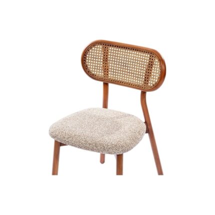 Gazzini Furniture Orpheus Krem Teddy Hazeranlı Ceviz Ahşap Sandalye - Görsel 5