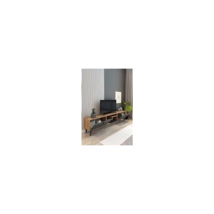 İzco Design Model Z Tv Ünitesi 150 cm Dekoratif Raflı Iki Kapaklı Tv Sehpası Çam Renk - Görsel 2