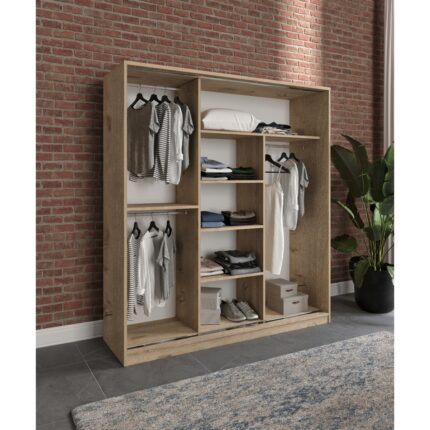 Merlin Mobilya Yonca Lefkas 3 Kapaklı  Aynalı Sürgülü Dolap - Görsel 5