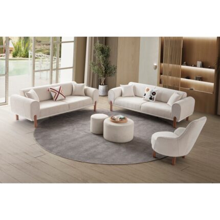 Edsy Home Armoni 3+3+1+1 Koltuk Takımı  Krem - Görsel 2