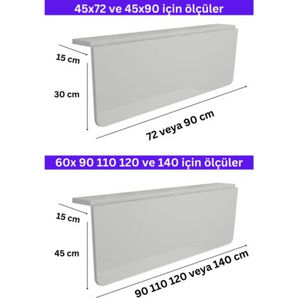 Kydonia Home Mdf Lam 4 Köşesi Oval Parlak Beyaz Sabit Raflı Duvara Monte Kırma Katlanır Yemek Masası - Görsel 5
