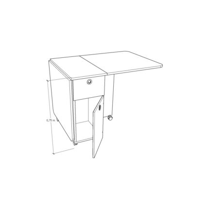 Asra Trend MDF Katlanır Mutfak Yemek Çalışma Masası, Çekmece+Dolap, Beyaz-Safir Meşe, KM-02 - Görsel 4