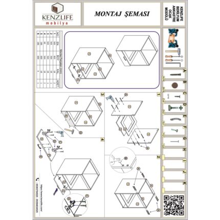 Kenz Life Kenzlife ankastre modülü kabini berilyum byz fırın ocak dolabı altı kapaklı 85(Y)*60(G)*56(D) - Görsel 4