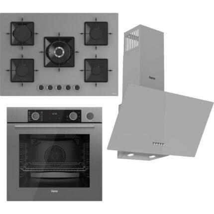 Ferre Steamart Ss Serisi Gri Set (SS038 + XE64CPR +D087 ) -75'lik Seri Kare Emaye Izgara