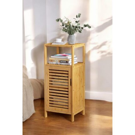 Digithome Bambu 1 Kapaklı 2 Raflı Çok Amaçlı Banyo Düzenleyici Organizer Dik Dolap DB-0043 - Görsel 3