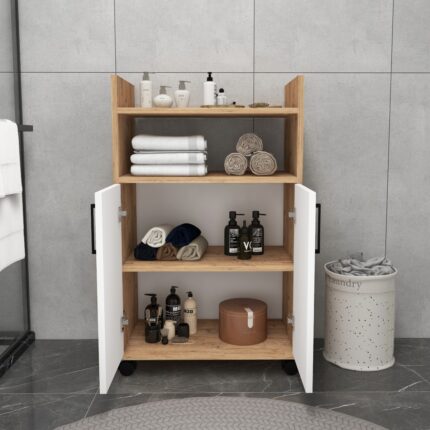 Arnetti Tiraks 2 Kapaklı 4 Raflı Çok Amaçlı Mutfak Dolabı, Atlantik Çam Beyaz - Tiraks - Görsel 4