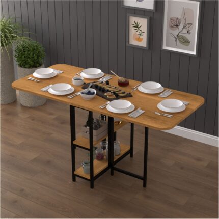 Asra Trend Metal Gövde Katlanır Mutfak Yemek Çalışma Masası, 155×75×70 cm, KM-31 - Görsel 3