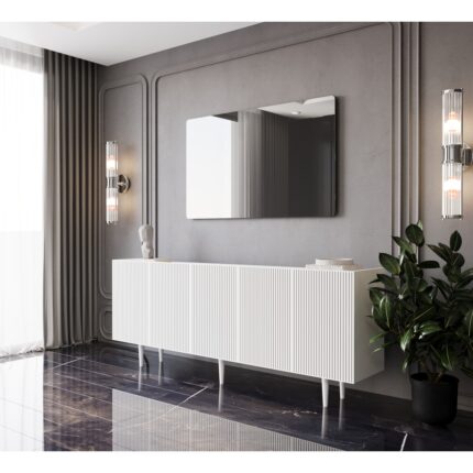Enwood Capella Mdf 5 Kapaklı Raflı Ahşap Ayaklı 200  cm  Konsol (200 x 80 x 40  cm ) - Görsel 2