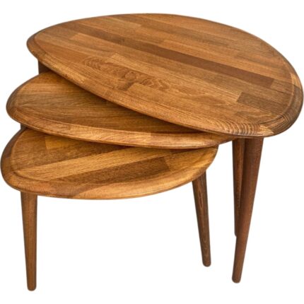 Faw Decor Asimetrik Masif Ahşap Orta Sehpa ve 3'lü Zigon / 2'li Zigon Sehpa Seti, Modern Masif Ahşap Sehpa Seti Meşe / Ceviz / Antrasit - Görsel 5