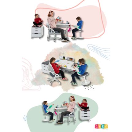 Creo Mobili Home Ofis Kitaplığı, 16 Raflı 4 Katlı Döner Raflı - Modern Tasarım, Antrasit - Astrum - Görsel 5
