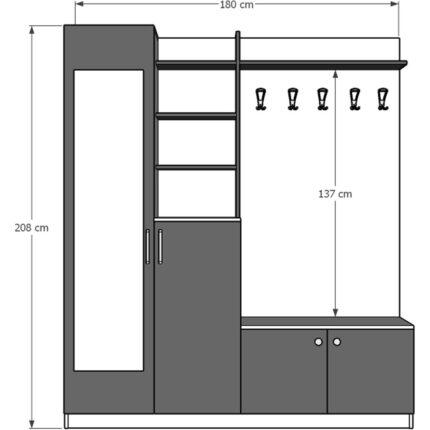 Asra Trend Vestiyer ve Portmanto V-03 180 cm - Görsel 5