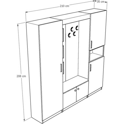 Asra Trend Vestiyer ve Portmanto V-04 210 cm - Görsel 5