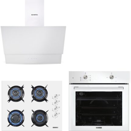 Kumtel Home Plus Beyaz Cam Ankastre Set