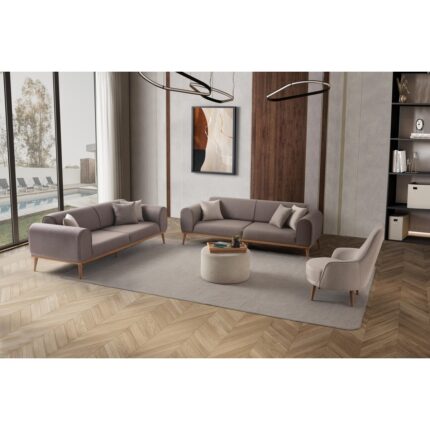 Edsy Home Rebull 3+3+1+1 Koltuk Takımı Kahverengi + Sütlü Kahve - Görsel 2