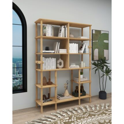 Cmd Wood SALVİA Kitaplık MDF ve Ahşap Zarif İşlevsel Minimalist Tasarım Kitaplık -Kütüphane - Dosya dolabı - Ofis dosya - Yatak Odası - Genç Odası - Karyola yan sehpa - otel -hotel - pansiyon