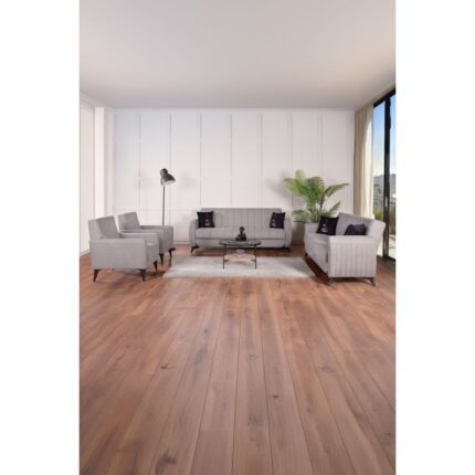 Kilim Mobilya Linda Koltuk Takımı Orta Sert Oturum Yataklı Gri Kadife 220 cm