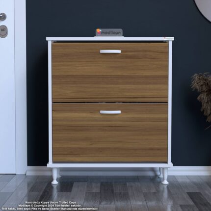 Modilayn UMAY Antre Hol 72x90x26 cm’ lik 2 Düşer Kapak 4 Göz Bölmeli Ayakkabılık
