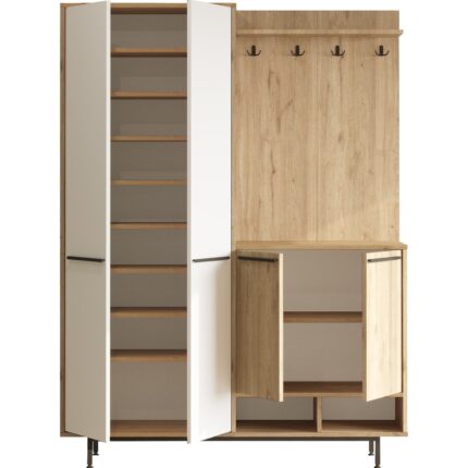 Robin Home Rita Portmanto Vestiyer Ayakkabılık Metal Ayaklı Sepet-Beyaz - Görsel 4