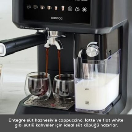 Karaca Mycaffe Barista S10 Entegre Süt Hazneli Otomatik Espresso Latte ve Cappuccino Mak. Matteblack - Görsel 5