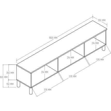 Mezza 1280 Monza 180  cm  (Membran Mdf Kapaklı) Bohem Tv Ünitesi Sepet-Beyaz - Görsel 2