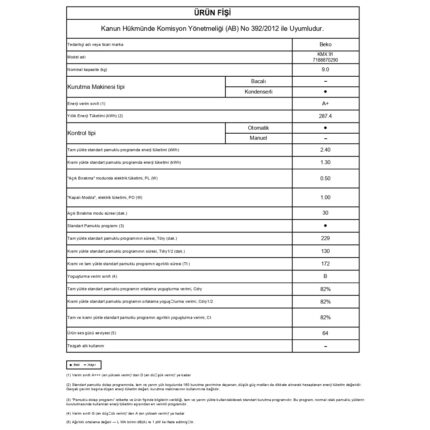 Beko KMX 91 9 kg Çamaşır Kurutma Makinesi - Görsel 4