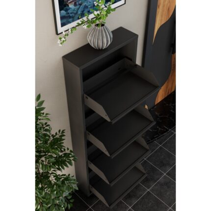 EVDEMO 4 Kapaklı Metal Ayakkabılık Antrasit - Görsel 4