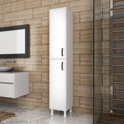 Rani F1 Çok Amaçlı Dolap 2 Kapaklı 6 Raflı Banyo Kiler Mutfak Dolabı Beyaz M1 - Görsel 3