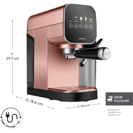 Karaca Mycaffee Barista S20 Entegre Süt Hazneli Otomatik Espresso Ve Latte Makinesi Copper - Görsel 2
